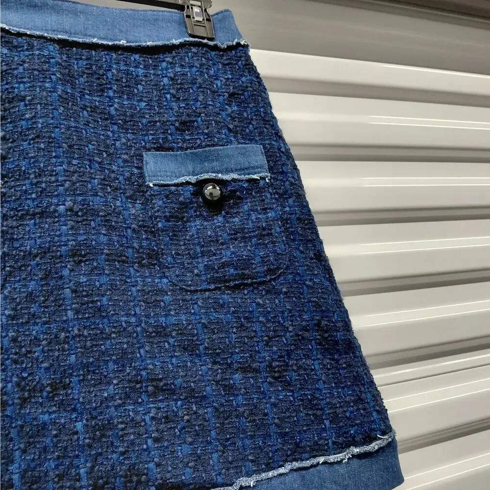 Kate Spade Womens Skirt Size 6 Blue Tweed Preppy Chic Parisian Quiet Luxury